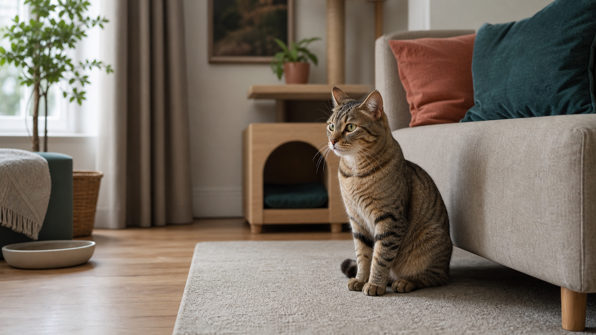 A cat choosing a quiet window perch and hiding nook in a calm home.