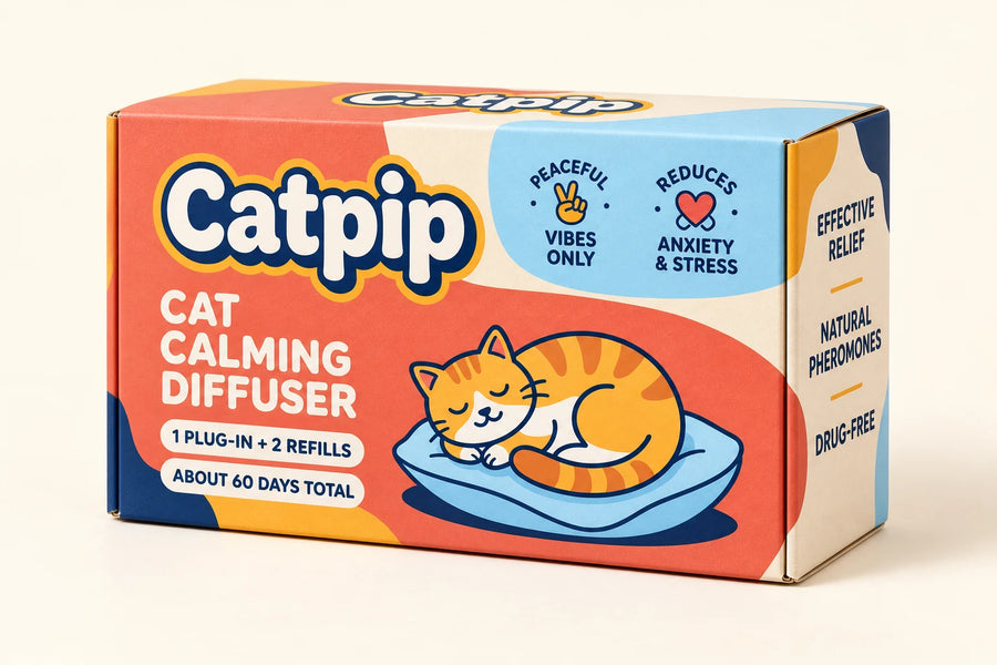 Catpip Calmi ristkülikukujuline karp kolmveerandvaates.